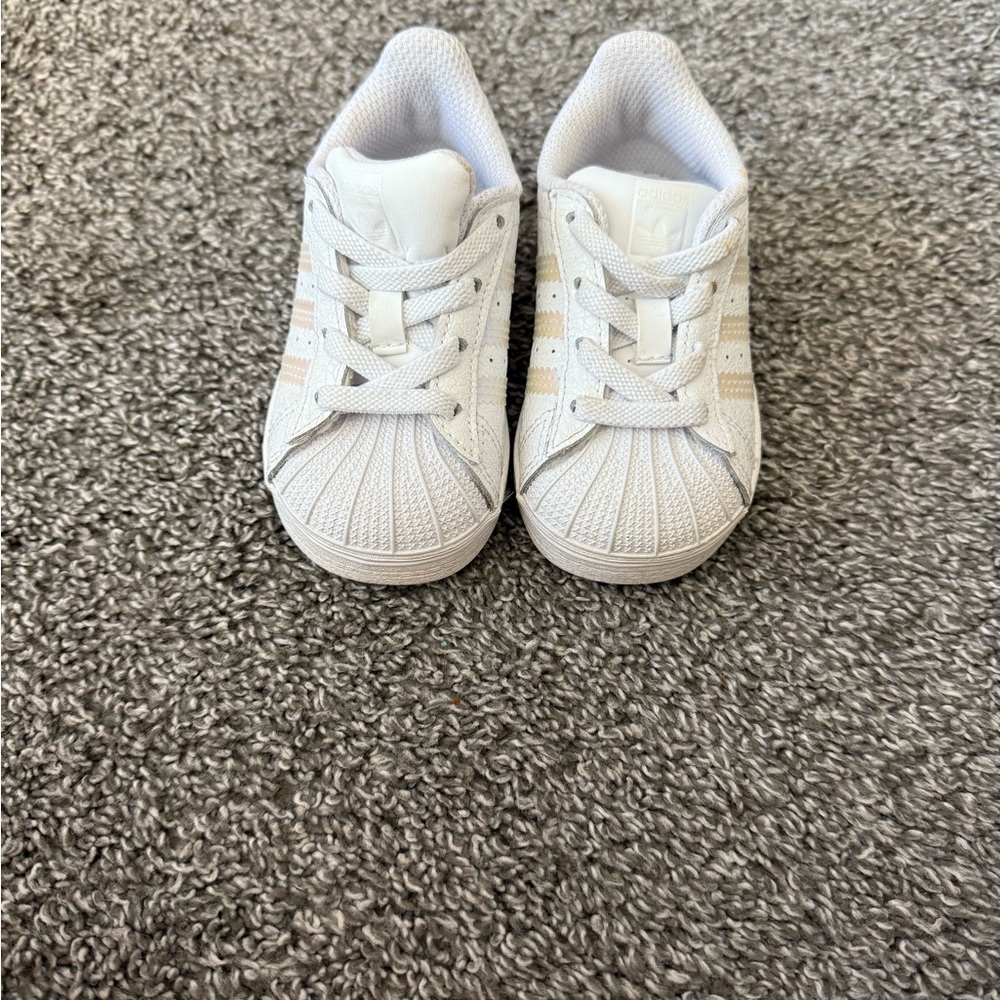 Adidas Kids White Sneakers with Subtle Stripes
